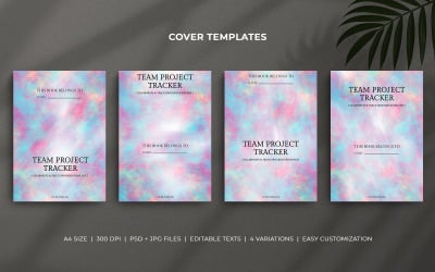 Modelli di copertina per il monitoraggio dei progetti di squadra – Copertine per planner modificabili con pennello acquerello rosa acqua