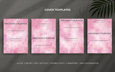 Pregnancy Planner Cover Templates – Pink Watercolor Editable Covers for KDP &amp;amp; Printable Planners