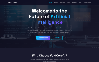VoidCoreAI – Responsive HTML-Vorlage für KI-Startups