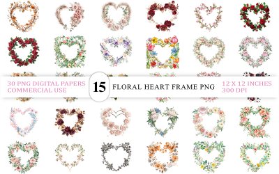 Delicate Floral Heart Frame | Shabby Chic Pastel Heart Frames for Crafts | Lush Botanical Heart