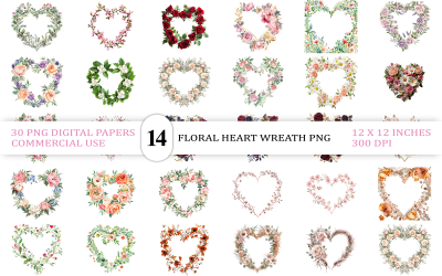 Elegant Floral Heart Wreath PNG | Vintage Garden Heart Frame | Classic Red Rose Heart Wreaths PNG