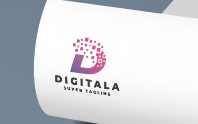 Gepixelde D-letterlogo-sjabloon