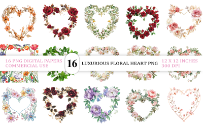 Mörk romantisk blomram | Vintage trädgårdshjärtram | Lyxigt blommigt hjärta PNG