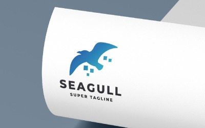 Seagull Bird Pixel Logo Temp