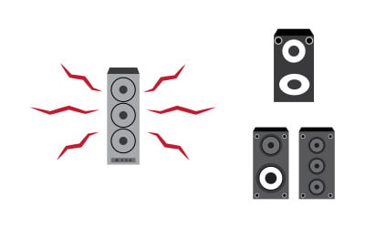 Ilustração do logotipo vetorial de ondas sonoras de alto-falante v3.2