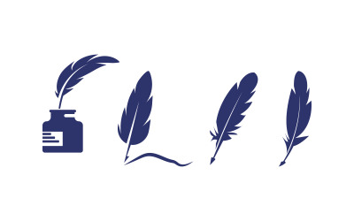Pen feather writer logo illustration template design v3.4