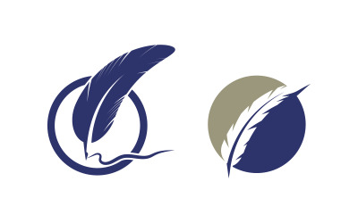 Pen feather writer logo illustration template design v3.5