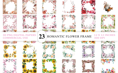 Antique Rose &amp;amp; Sunflower Overlay | Classic Blooming Frame PNG | Baroque-Inspired Flower Frames
