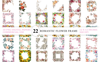 Elegant Blush Floral Frame Set | Light Vintage Bloom Frame | Spring Serenity Floral Overlay Bundle
