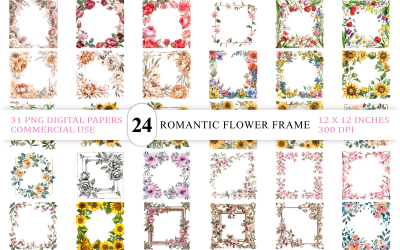 Moody Floral Wreaths &amp;amp; Borders | Classic Blooming Frame PNG | Royal Garden Dark Floral Frame