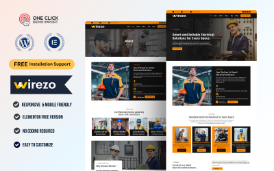 Wirezo – Elektrikçi ve Elektrik Hizmetleri WordPress Elementor Şablon Seti