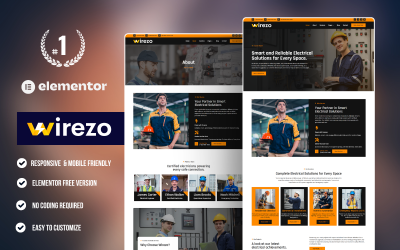 Wirezo – набор шаблонов WordPress Elementor для электриков и электротехнических услуг