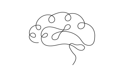 1. Desenho de uma linha contínua do cérebro humano com fundo branco