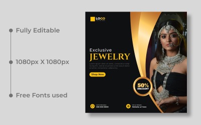 Modèle de bannière de publication sur les réseaux sociaux pour bijoux de mariage Ver-3