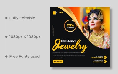 Modèle de bannière de publication sur les réseaux sociaux pour bijoux de mariage Ver-9
