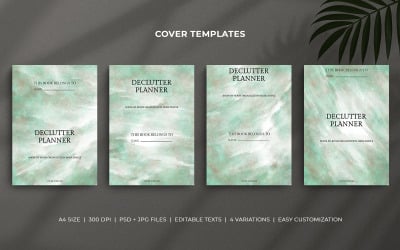 Modelli di copertina per Declutter Planner – Design minimale modificabile in acquerello marrone chiaro e menta