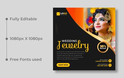 Modello di banner per post sui social media per gioielli da sposa Ver-13
