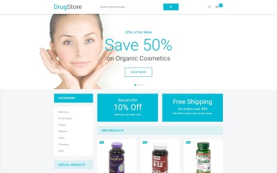 "Drugstore" - адаптивний Magento шаблон №53918