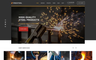 Presteel - Steelworks többoldalas kreatív HTML webhelysablon