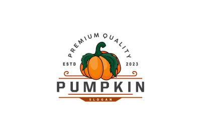 Pumpkin Logo Premium Vegetable Fruit Design V3