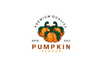 Pumpkin Logo Premium Vegetable Fruit Design V4