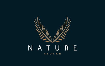 Palm Leaf Logo Design Vector Simple V14