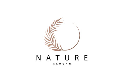 Palm Leaf Logo Design Vector Simple V1