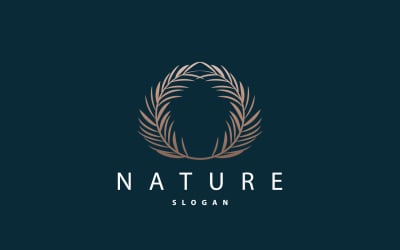 Palm Leaf Logo Design Vector Simple V2