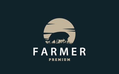 Pig Logo Livestock Cattle Vector V2