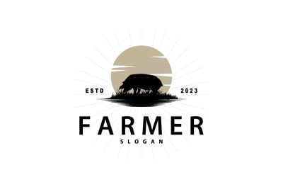Pig Logo Livestock Cattle Vector V3