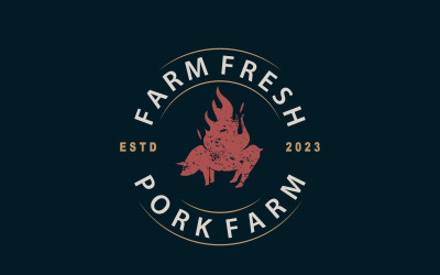Pig Logo Livestock Cattle Vector V5