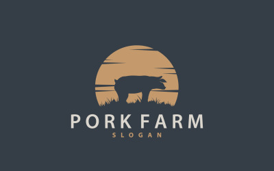 Pig Logo Livestock Cattle Vector V7