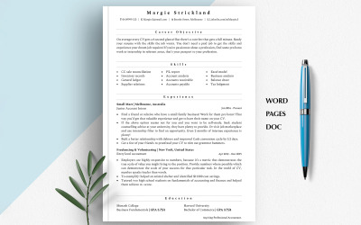 Accountant CV for Word, Google Docs &amp;amp; Pages | Modern, ATS-Friendly Resume with Cover Letter