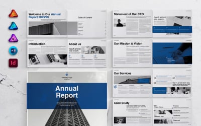 Annual Report Template Landscape for MS Word, InDesign, Affinity Suites