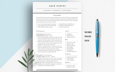 FINANCIAL RESUME TEMPLATE | Finance Manager CV | Accountant Resume | Word, Pages &amp;amp; Google Docs