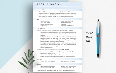 Mall för CV för kundtjänst – Word, Google Docs CV, Mac Pages CV, minimalistisk Word-mall