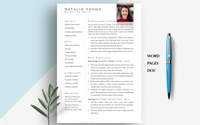 MARKETING RESUME TEMPLATE | Sales Resume | Sales Manager CV | No Education Resume | Retail Resume