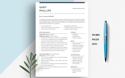 Modern RN Resume Word | Pages | Google Docs | CNA Resume | New Grad Nurse Resume | Doctor CV