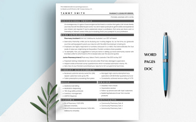 Pharmacist Resume Template | Pharmacy CV for Word, Google Docs &amp;amp; Pages | ATS Medical Resume