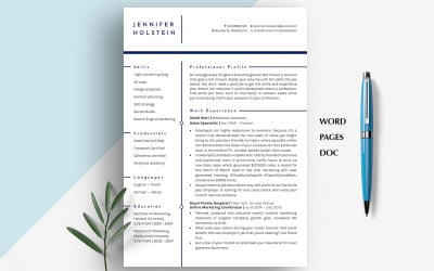 TWO COLUMN RESUME Template, Sales Manager Resume, Sales Resume Template, Marketing Resume Template