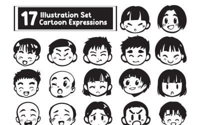 17 Illustration Set Cartoon Expressions