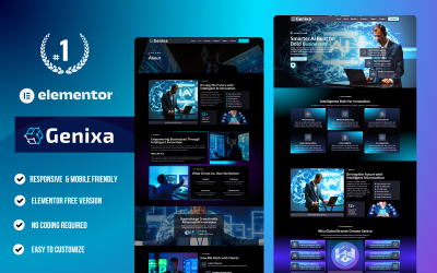 Genixa – WordPress Elementor-mall för AI-marknadsföringsbyrå