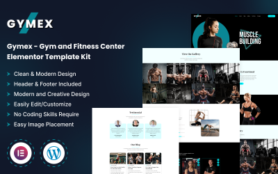 Gymex - Edzőterem és fitneszközpont Elementor sablonkészlet