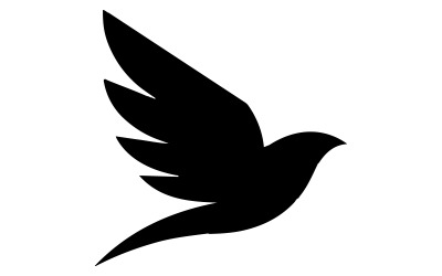 A minimalist logo design featuring a stylized bird
