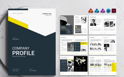 Bedrijfsprofielsjabloon voor MS Word, InDesign, Affinity Suites