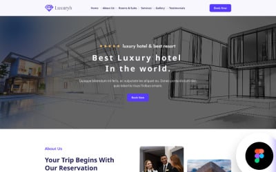 Luxuryh - Modèle de page d&amp;#39;accueil Figma pour réservations d&amp;#39;hôtels et de luxe