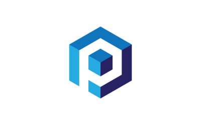 İş P harfi logo tasarım vektör şablonu v1.1