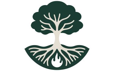 A logo with tree silhouette art