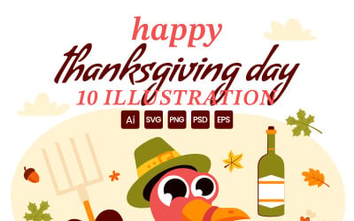 10 Happy Thanksgiving Day Illustration