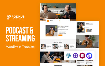 Podhub – шаблон WordPress CMS Elementor для подкастов и потокового вещания